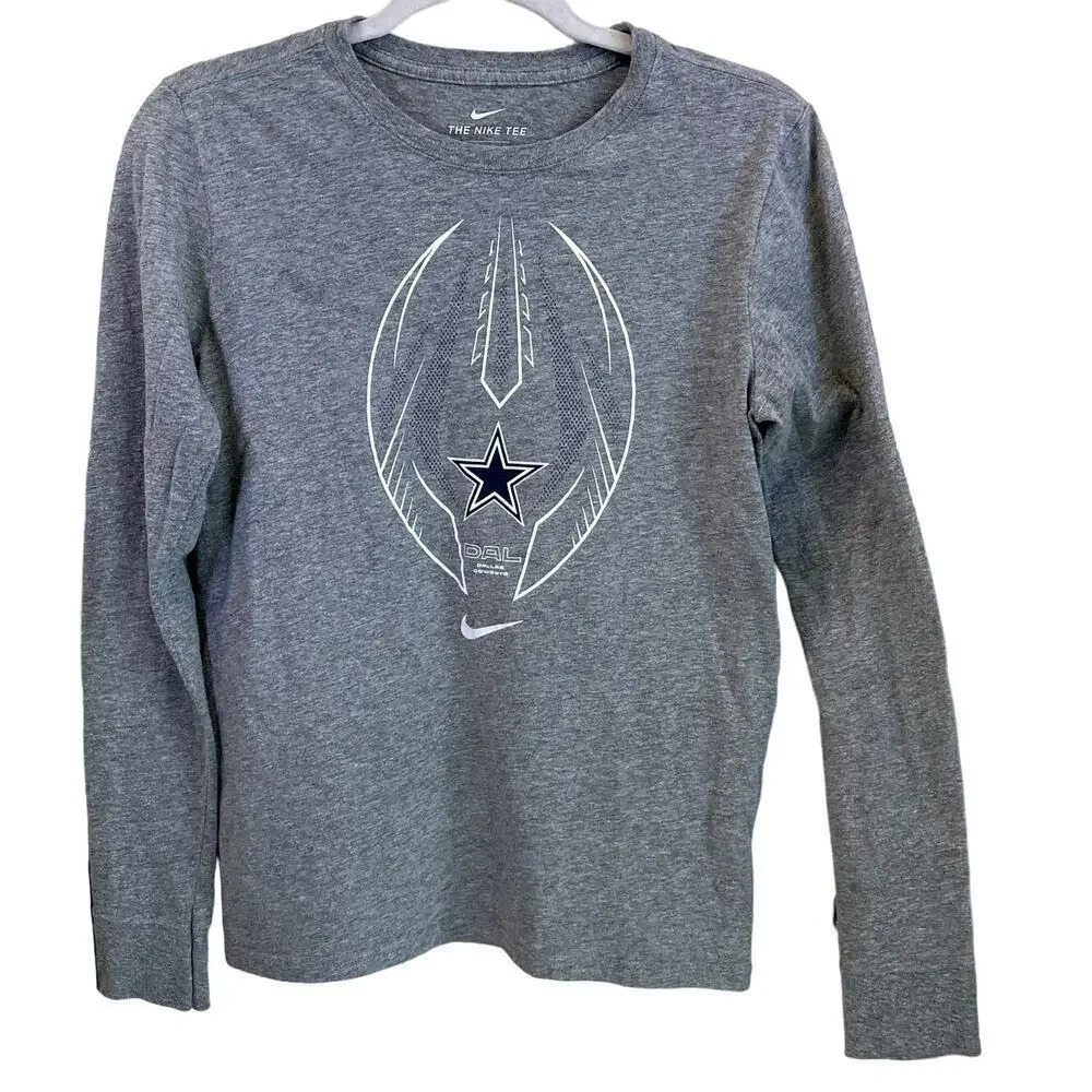 The Nike Tee Football Cowboys Logo Youth L(14-16) Long Sleeves
